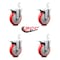 Service Caster 5 Inch Red Poly Wheel Swivel 3/4 Inch Square Stem Caster Set Total Lock Brake SCC-SQTTL20S514-PPUB-RED-34-4 - alternate 1